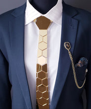 Load image into Gallery viewer, Gold Mirror Acrylic Hexagon Necktie
