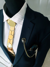 Load image into Gallery viewer, Gold Mirror Acrylic Hexagon Necktie
