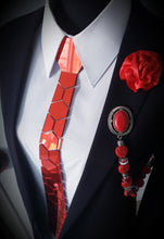 Load image into Gallery viewer, Red Mirror Acrylic Hexagon Necktie
