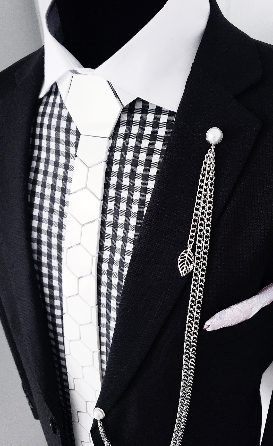 White Shiny Acrylic Necktie