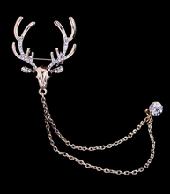 Load image into Gallery viewer, Deer Head Crystal Lapel Pin

