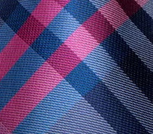 Load image into Gallery viewer, Men&#39;s Fuchsia Blue Plaid Silk Necktie Set
