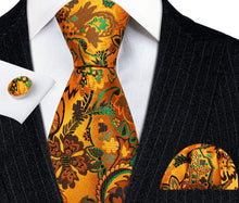 Load image into Gallery viewer, Men&#39;s Silk Necktie Pocket Square Cufflink Set
