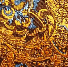 Load image into Gallery viewer, Men&#39;s Gold Blue Silk Necktie Pocket Square Set
