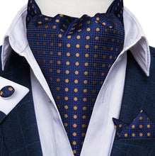 Load image into Gallery viewer, Silk Ascot &amp; Pocket Square with Woven Cufflink Set
