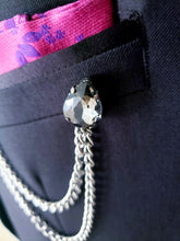 Load image into Gallery viewer, Crystal Rhinestones Lapel Pin with Chains

