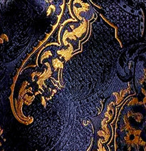Load image into Gallery viewer, Men&#39;s Black Gold Silk Necktie Pocket Square Set
