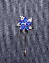 Load image into Gallery viewer, Crystal Flower Lapel Stick Pin 
