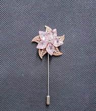 Load image into Gallery viewer, Crystal Flower Lapel Stick Pin 
