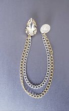 Load image into Gallery viewer, Elegant Crystal Lapel Pin With Silver &amp; Gold Chains
