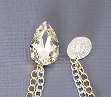 Load image into Gallery viewer, Elegant Crystal Lapel Pin With Silver &amp; Gold Chains
