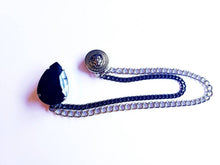 Load image into Gallery viewer, Black Crystal Pin with Lion Black/Silver Chains
