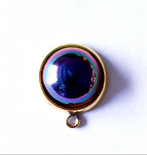 Load image into Gallery viewer, Blue Stone Crystal Lapel Pin with Gold Chain
