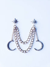 Load image into Gallery viewer, Crystal Crescent Moon Dangles Collar Pin 
