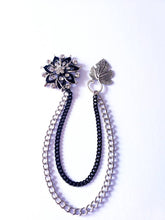 Load image into Gallery viewer, Crystal Lapel Pin with Silver/Black Chains
