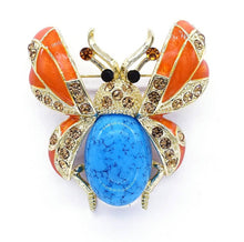Load image into Gallery viewer, Large Crystal Beetle Brooch Pin
