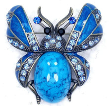 Load image into Gallery viewer, Large Crystal Beetle Brooch Pin
