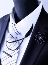 Load image into Gallery viewer, Winged Collar Pin With Black Crystals Bling
