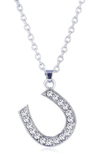 Load image into Gallery viewer, 17&quot; Chain Crystal Horseshoe Charm Pendant Necklace 
