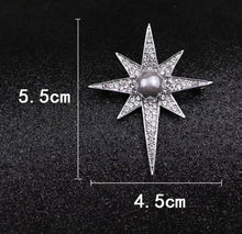 Load image into Gallery viewer, Crystal Star Brooch Pin with Silver and Gold
