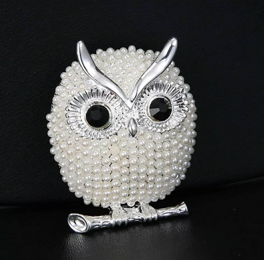 Pearl Owl Brooch Pin