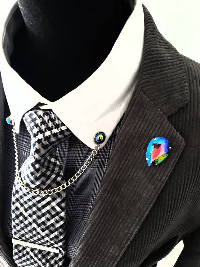 Elegant Rhinestone Men's Suit Brooch Pin