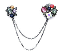 Load image into Gallery viewer, Crystal Cluster Collar Pin with Collar Chain
