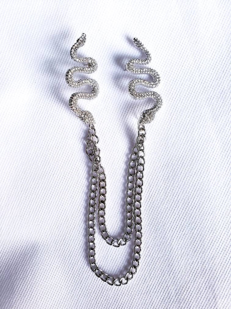 Crystal Snake Collar Chains Pin