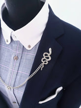 Load image into Gallery viewer, Snake Lapel Pin with Cardigan Chain
