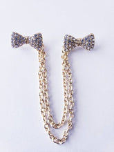 Load image into Gallery viewer, Crystal Bowtie Collar Chain Pin
