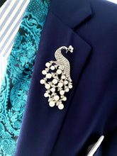 Load image into Gallery viewer, Silver Gold Peacock Brooch Bridal Pin
