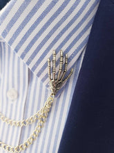 Load image into Gallery viewer, Skeleton Hands Double Collar Chains Pin
