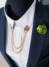 Load image into Gallery viewer, Elegant Leaf Collar Pin with Gold Chains
