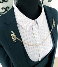 Load image into Gallery viewer, Snake Cloak Fastener Lapel Pin with Cardigan Chain 
