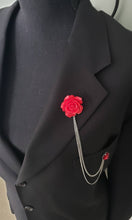 Load image into Gallery viewer, Flower Lapel Pin with 2 Gold or Silver Chains
