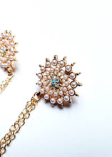 Load image into Gallery viewer, Crystal Rhinestones Pearls Flower Collar Pin

