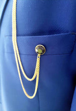 Load image into Gallery viewer, Gold Axe Lapel Pin with Gold Chains/Black Brooch
