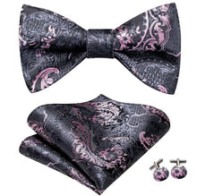 Load image into Gallery viewer, Silk Bowtie (Self-Tie) &amp; Pocket Square with Woven Cufflink Set | Self-Tied Bowtie Set | Bowtie | Men&#39;s Bowtie, Neck Tie, Groomsmen, Grooms
