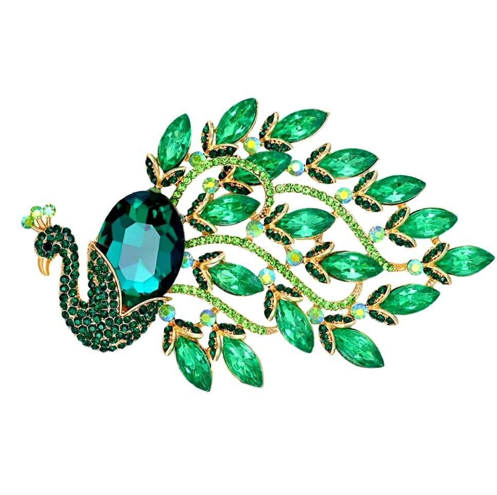Peacock Rhinestone Brooch (Large) Bridal Pin