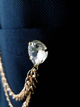 Load image into Gallery viewer, Elegant Flower Crystal Lapel Pin with 2 Gold Chains 
