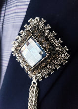Load image into Gallery viewer, Crystal Rhinestones Lapel Pin with Silver Chains
