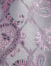 Load image into Gallery viewer, Men&#39;s Grey Pink Silk Necktie Pocket Square Set
